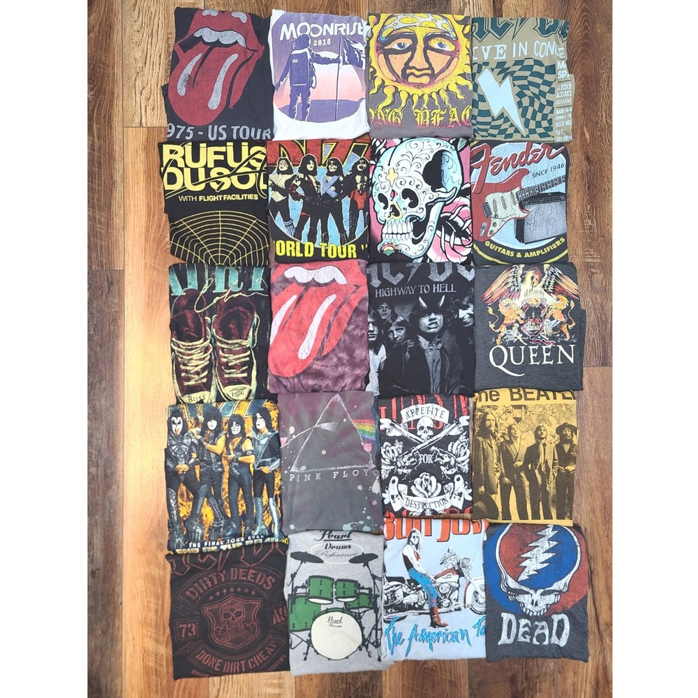 Men's Band Bundle 20 Tee Shirt Multicolor Graphic Print Short Sleeve Crew Neck